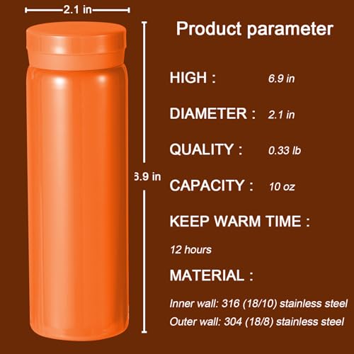 10oz Mini Water Bottle Stainless Steel Thermos Small Flask