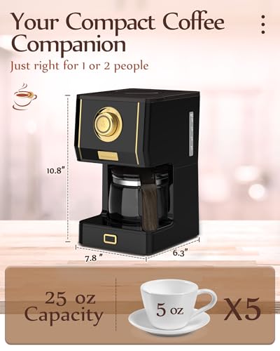 Coffee Maker 25 Oz Drip Retro Style Coffee Machine with Glass Coffee Pot with Reusable Coffee Filter & Three Brewing Modes