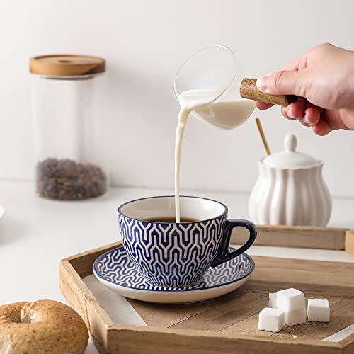 Ceramic 8 oz Cappuccino Cup Set with Saucers (6 Count)