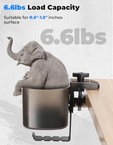 3-in-1 Desk Cup Holder and Headphone Hanger, Fits 18-32 oz Cups