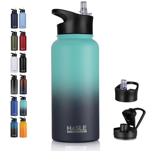32 oz Insulated Water Bottle Stainless Steel Double Walled Vacuum Sports Water Bottle with 2 Lids