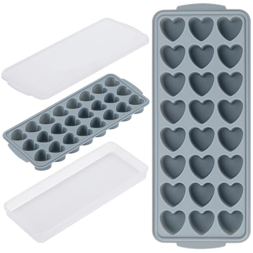 Heart Shaped Ice Cube Trays with Lid and Bins