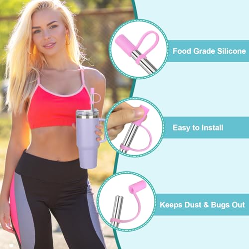 Reusable Stainless Steel Straws Set 6 PCS with 6 Silicone Tips (6 Count)