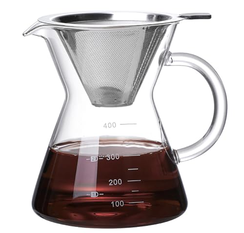 Pour Over Coffee Maker with Reusable Stainless Steel Drip Filter