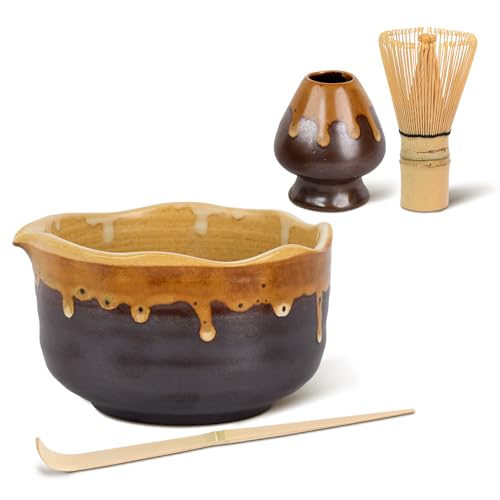 Pottery Matcha Set Japanese Handcrafted Tea Bowl