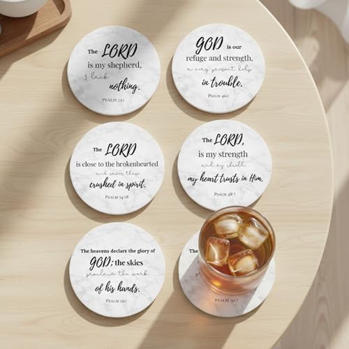 Christian Coasters Set of 6 with Holder (6 Count)