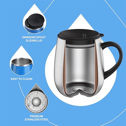 16 oz Insulated Coffee Mug with Lid and Handle