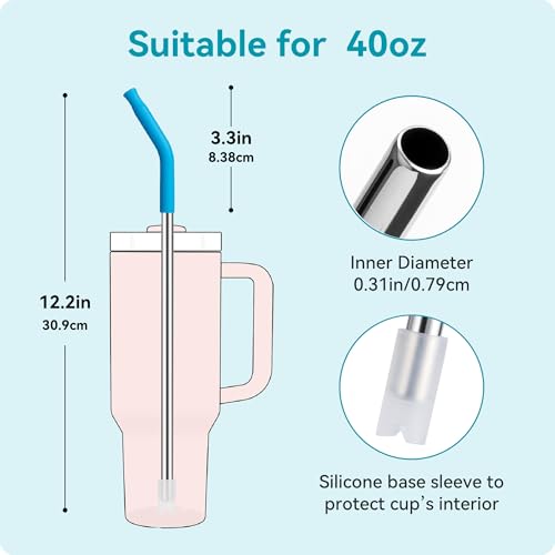 40 oz Straight Metal Straws for 40 oz Stanley Tumbler
