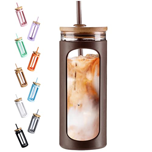 20oz Glass Tumbler with Straw and Lid