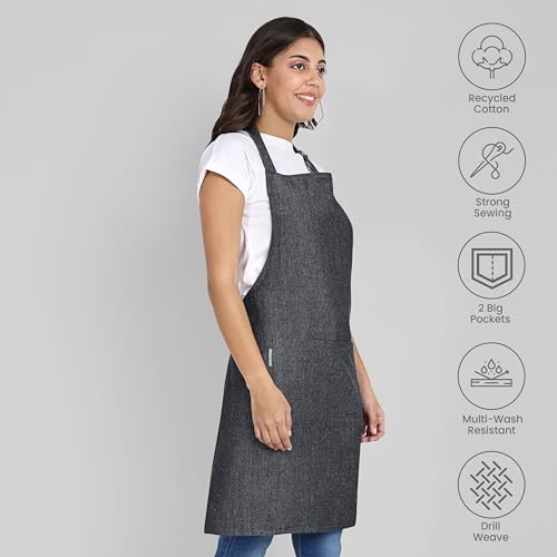 Chef Aprons Recycled Cotton Kitchen Apron with an Adjustable Neck with Long Ties (2 Count)