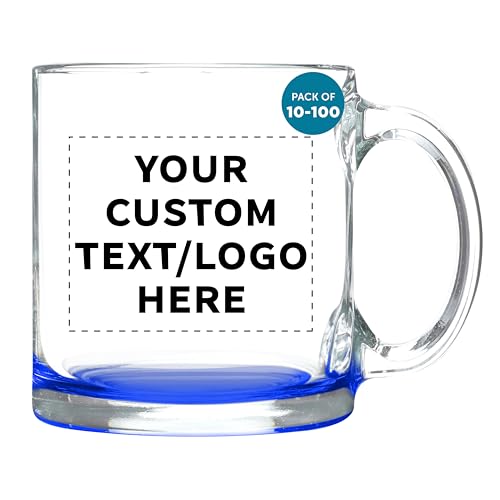 Custom Clear Glass Coffee Mugs 13 oz. Set of 10 (100 Count)