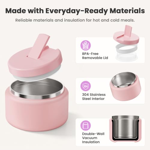 13.5oz Soup Thermo for Hot Food Kids with Buckle Lid Insulated Vacuum Food Jar Wide Mouth Leakproof Stainless Steel Lunch Container