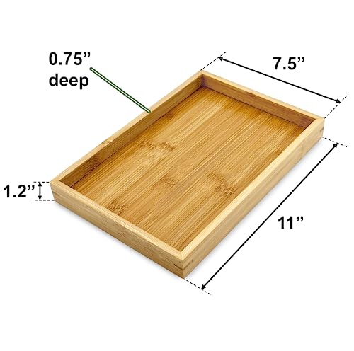 Natural Bamboo Serving Tray Platter 11 x 7.5 Rectangular