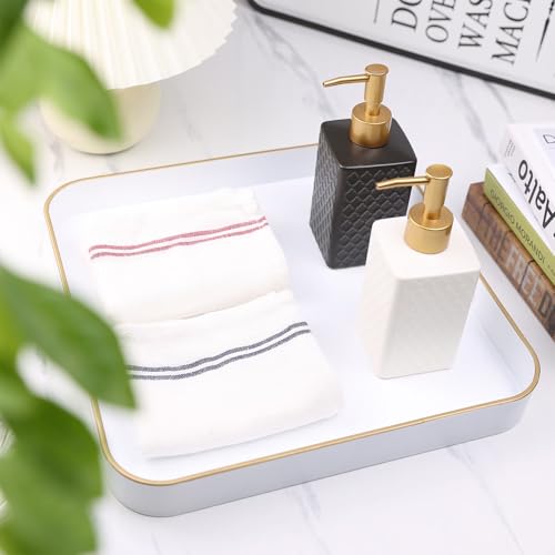White Square Decorative Tray with Handles