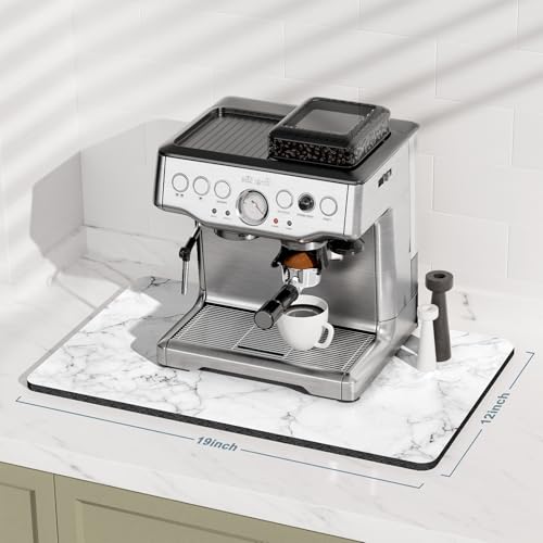 Coffee Mat 12" x 19" Cute Marble Style Coffee Bar Mats for Espresso Machine Station Accessories and Organizer
