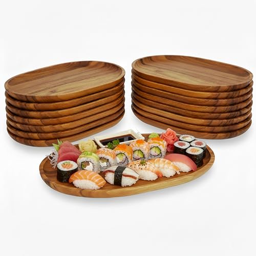 Woodard & Charles Acacia Wood Large Oval Serving Tray (16 Count)