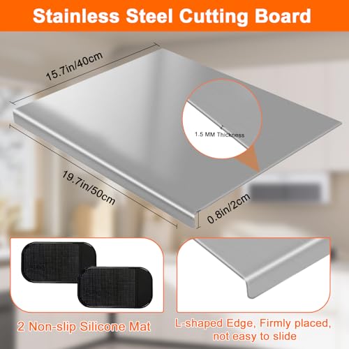 Stainless Steel Countertop Cutting Board with Lip