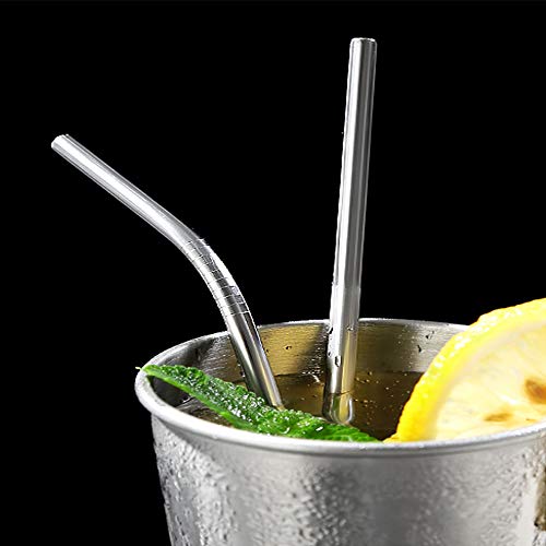 25 Piece Set Stainless Steel Straws Long 8.5 Inch Drinking Metal Straws Reusable Drinking Straws for 20 OZ