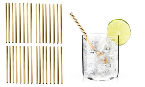 Gold Stainless Steel Short Straws 5 1 (32 Count)