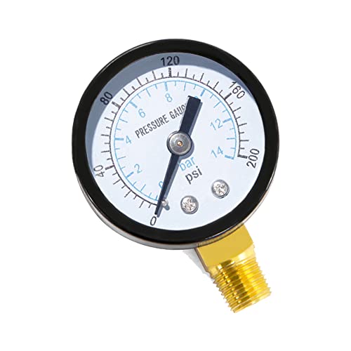 1 8" NPT 200Psi Steel Economical All Purpose Pressure Gauge with Brass Internals 1.5" Dial Display Bottom Mount