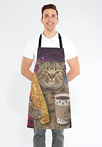 Funny Galaxy Cat Adjustable Bib Apron