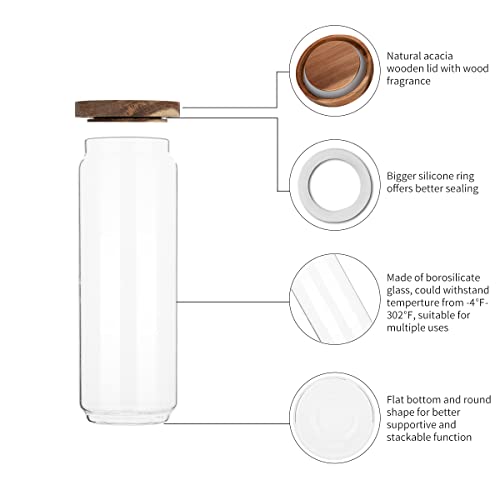 3 Pack Glass Jars with Acacia Wooden Lids (3 Ounce)