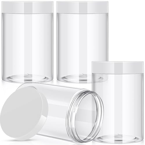 4 Pcs Plastic Jars Wide Mouth with Lids (4 Count)