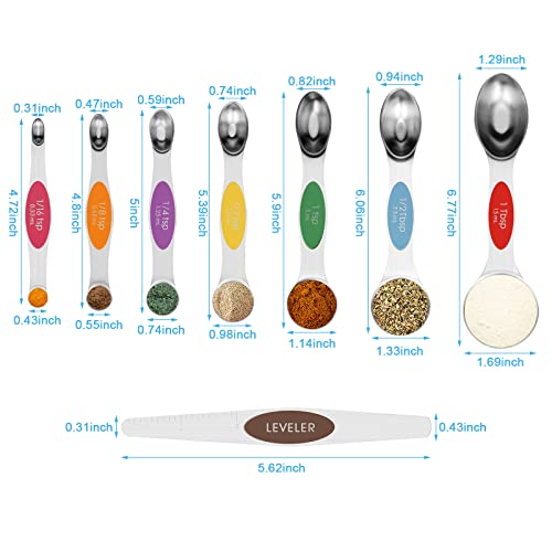 8 pcs Multi Color Magnetic Measuring Spoons Set