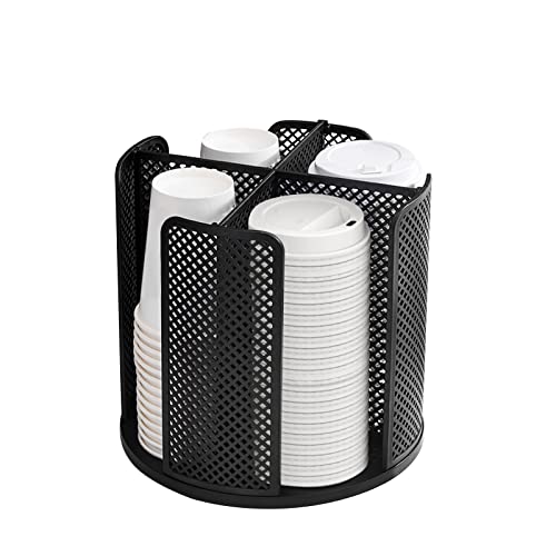 Cup and Lid Organizer Cup Dispenser Coffee Cup Organizer Paper Cup Holder Rotating for Bathroom