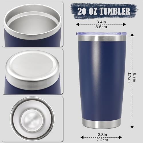 20oz Tumbler Insulated Coffee Tumblers with Lid Stainless Steel Navy 4P (4 Count)