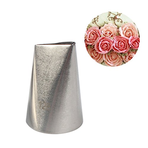 5 piece Stainless Steel Rose Flower Piping Tips Piping Nozzles Cake Decorating Supplies Cookies Cupcake Icing Decorating Supplies Decorating Kits Frosting Icing Tips Baking Set Tools #4 (5 Count)