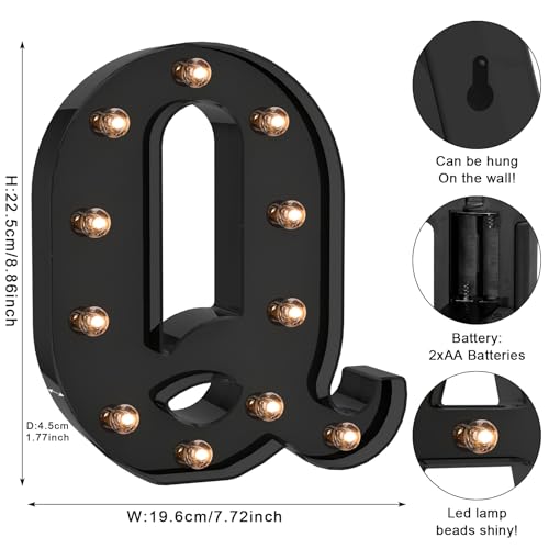 Black LED Letter Lights for Room Decor