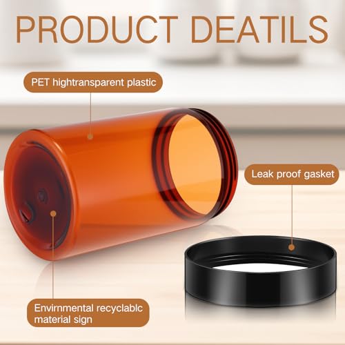 4 Pcs Plastic Jars Wide Mouth with Lids (4 Count)