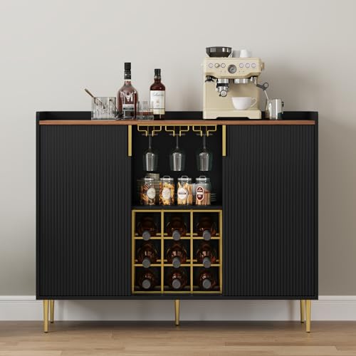 48" Wine Bar Cabinet with Fluted Texture