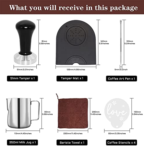 51 mm Coffee Tamper Set Coffee Press for Portafilter Machine Espresso Tamper with Tamper Mat