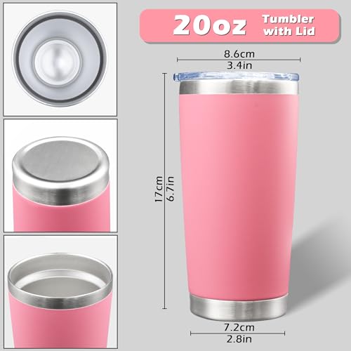 20oz Tumbler with Lid Stainless Steel Tumblers Insulated Mug Pink 12P (12 Count)