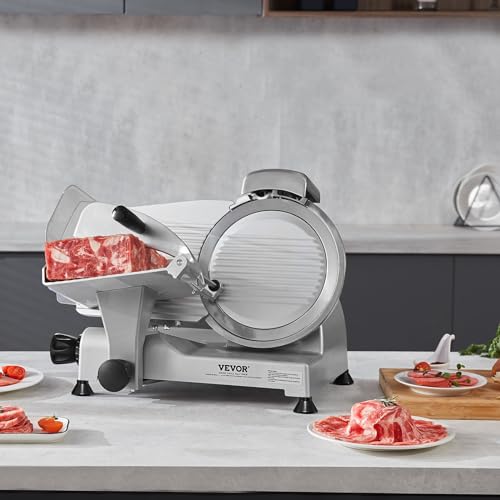 Meat Slicer 340W Electric Deli Food Slicer with 10" SUS420 Stainless Steel Blade and Built
