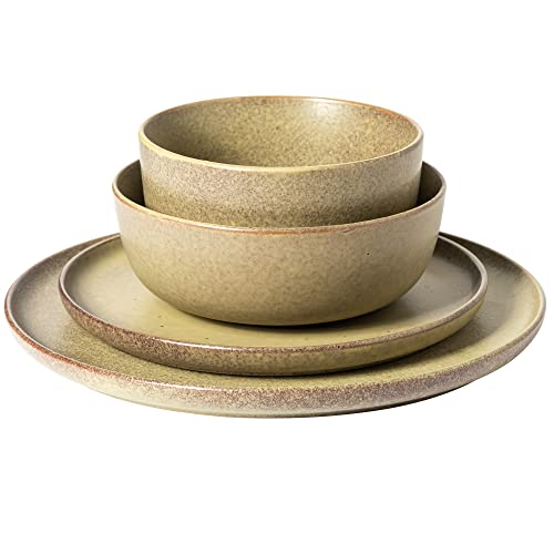 James Street 16 Piece Stoneware Matte Reactive Double Bowl Dinnerware Set