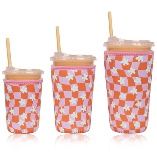 Reusable Insulated Neoprene Iced Coffee Cup Sleeve (3 Count)