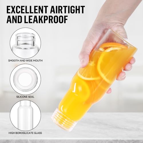 17 Oz Glass Juice Bottles with Lids (4 Count)