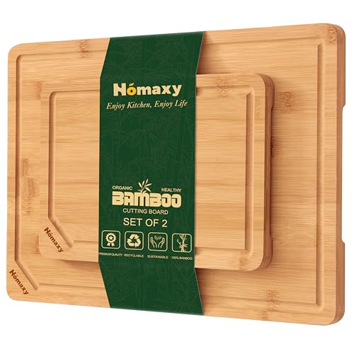 Organic Bamboo Cutting Boards Set for Kitchen Set of 2 (2 Count)