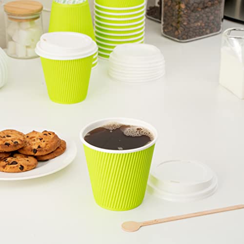 Ripple Wall Coffee Cups 500 Count 8 Ounce Insulated Eco Green Paper Cups