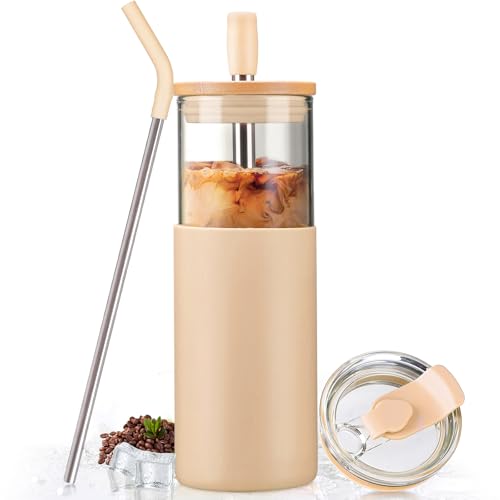 24oz Glass Tumbler with Lids and Straws
