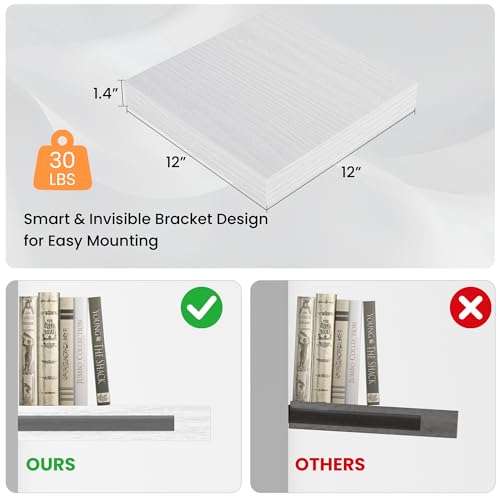 Square Floating Shelves for Wall (3 Count)