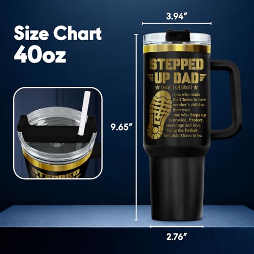 Stepdad Stepped Up Dad 40 oz Tumbler with Handle