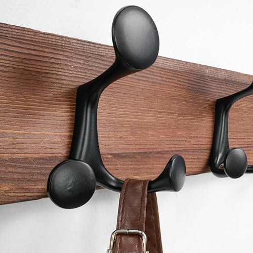 30 Inch Wood Coat Rack Wall Mount with 5 Triple Hooks (2 Count)