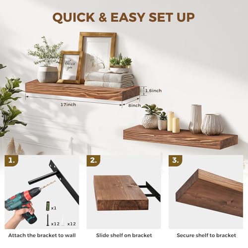Solid Wood Floating Shelves (2 Count)