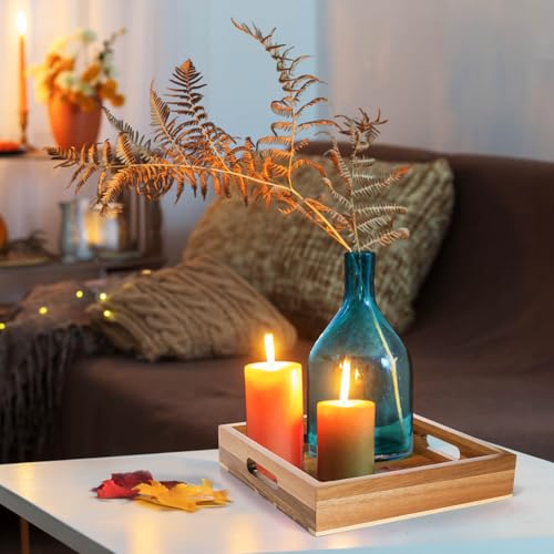 Set of 2 Acacia Wood Serving Tray with Handles (2 Count)