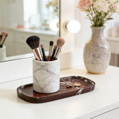Marble Tray 10"x5" Marble Vanity Tray for Bathroom Countertop Kitchen Sink