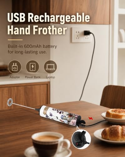 Rechargeable Milk Frother with Cover